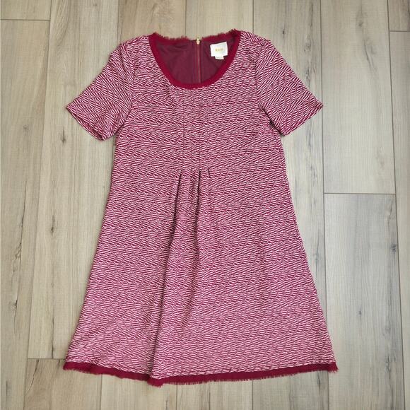 Anthropologie Maeve Dora Dress Red Print Short Sleeve Mini Dress Women Sz M - Picture 2 of 9